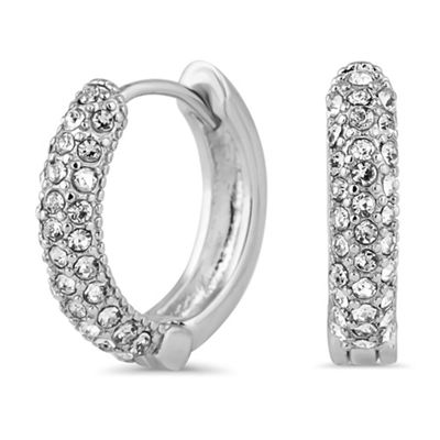 Silver pave small hoop earring